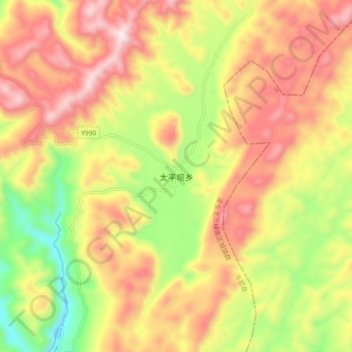 Topografische Karte 太平坝乡, Höhe, Relief