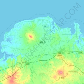 Topografische Karte 临高县, Höhe, Relief