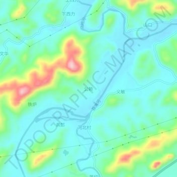 Topografische Karte 公赖, Höhe, Relief