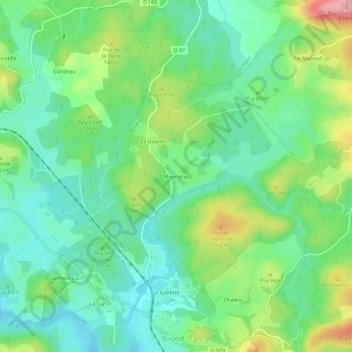 Topografische Karte Mouriéras, Höhe, Relief