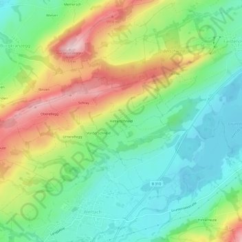 Topografische Karte Hinterschneid, Höhe, Relief