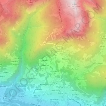Topografische Karte Challonge, Höhe, Relief