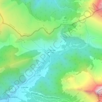 Topografische Karte Les Granges des Forêts, Höhe, Relief