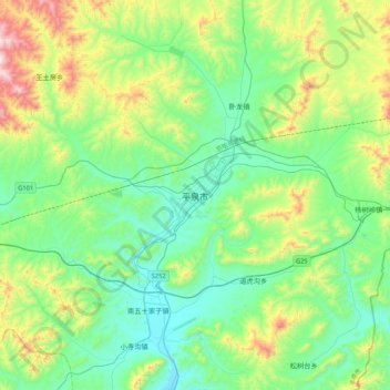 Topografische Karte 平泉市, Höhe, Relief