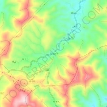 Topografische Karte 黄坳村, Höhe, Relief