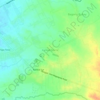 Topografische Karte Kalikid Norte, Höhe, Relief