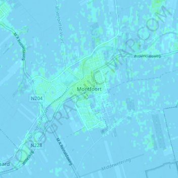 Topografische Karte Montfoort, Höhe, Relief