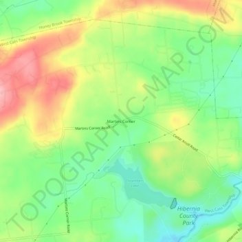 Topografische Karte Martins Corner, Höhe, Relief