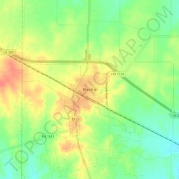 Topografische Karte Electra, Höhe, Relief