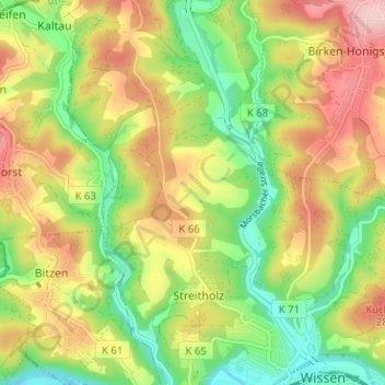 Topografische Karte Wendlingen, Höhe, Relief