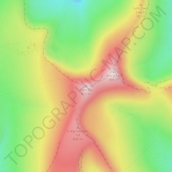 Topografische Karte Corn Du, Höhe, Relief