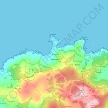 Topografische Karte O Barreiro, Höhe, Relief