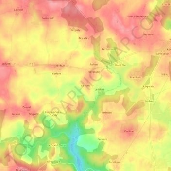 Topografische Karte Le Portz, Höhe, Relief