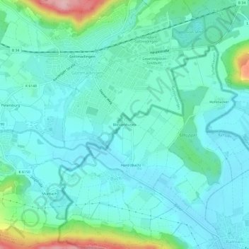 Topografische Karte Blindenhusen, Höhe, Relief