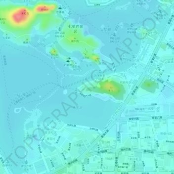 Topografische Karte 岩前村, Höhe, Relief