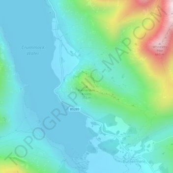 Topografische Karte Rannerdale Knotts, Höhe, Relief