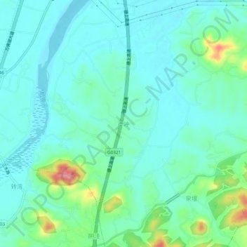 Topografische Karte 严冲, Höhe, Relief