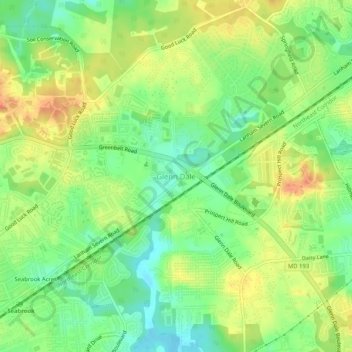 Topografische Karte Glenn Dale, Höhe, Relief