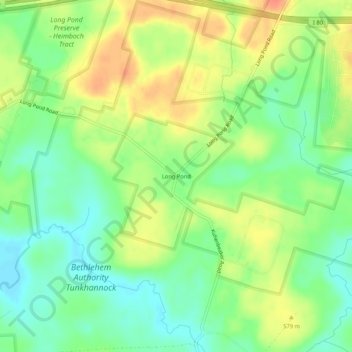 Topografische Karte Long Pond, Höhe, Relief