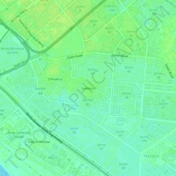 Topografische Karte Sadarpur, Höhe, Relief