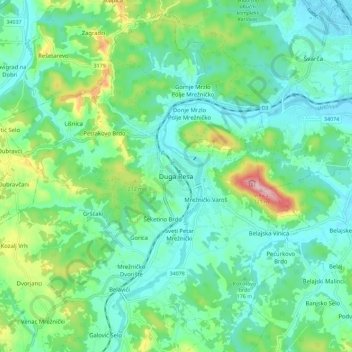 Topografische Karte Duga Resa, Höhe, Relief