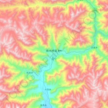 Topografische Karte 南木林县, Höhe, Relief