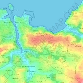 Topografische Karte Coataner, Höhe, Relief