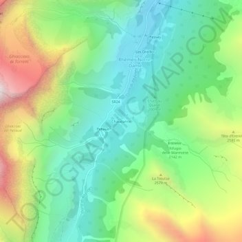 Topografische Karte Chaudanne, Höhe, Relief