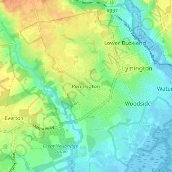 Topografische Karte Pennington, Höhe, Relief