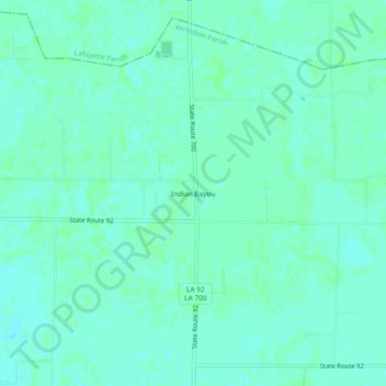 Topografische Karte Indian Bayou, Höhe, Relief
