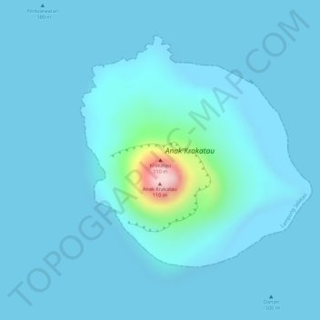 Topografische Karte Krakatau, Höhe, Relief