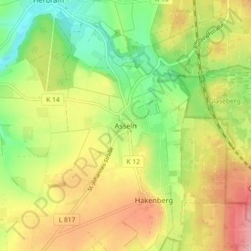 Topografische Karte Asseln, Höhe, Relief