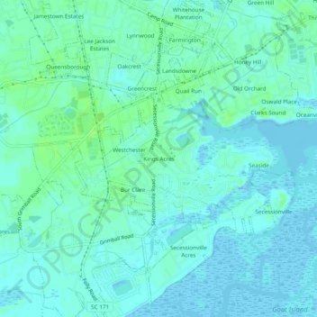 Topografische Karte Kings Acres, Höhe, Relief