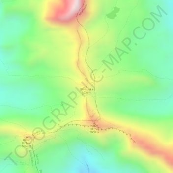Topografische Karte Vinicunca, Höhe, Relief