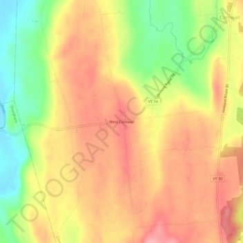Topografische Karte West Cornwall, Höhe, Relief