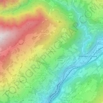 Topografische Karte Gravetsch, Höhe, Relief