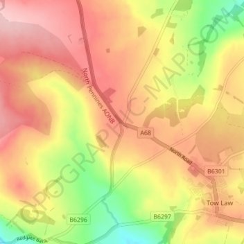 Topografische Karte High Stoop, Höhe, Relief