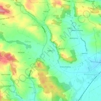 Topografische Karte Niederau, Höhe, Relief