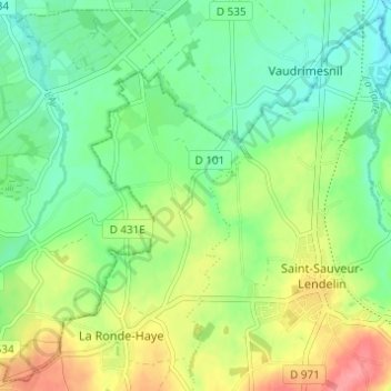 Topografische Karte Le Mesnil Yserand, Höhe, Relief