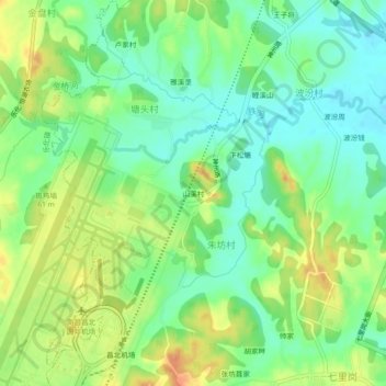 Topografische Karte 山溪村, Höhe, Relief