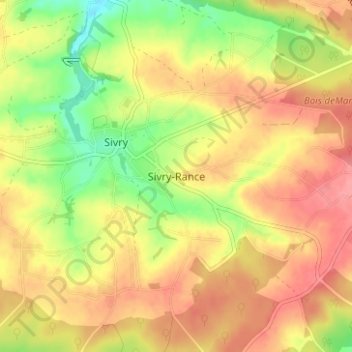 Topografische Karte Sivry-Rance, Höhe, Relief