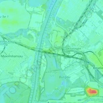 Topografische Karte Maxau, Höhe, Relief