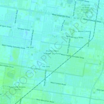 Topografische Karte Altamira West Number 2 Colonia, Höhe, Relief