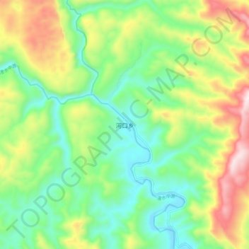 Topografische Karte 河口乡, Höhe, Relief