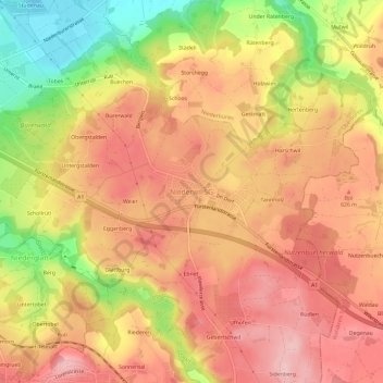 Topografische Karte Niederwil SG, Höhe, Relief