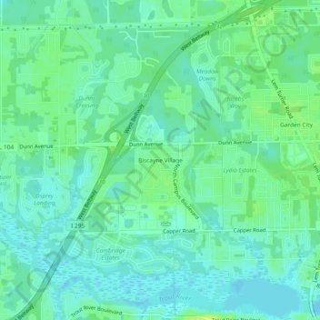 Topografische Karte Biscayne Village, Höhe, Relief