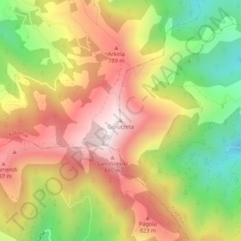 Topografische Karte Gurutzeta, Höhe, Relief