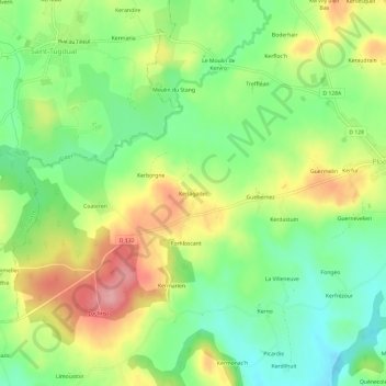 Topografische Karte Kerlagadec, Höhe, Relief