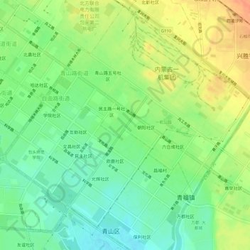 Topografische Karte 青山区, Höhe, Relief