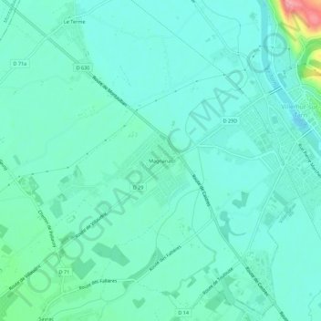 Topografische Karte Magnanac, Höhe, Relief